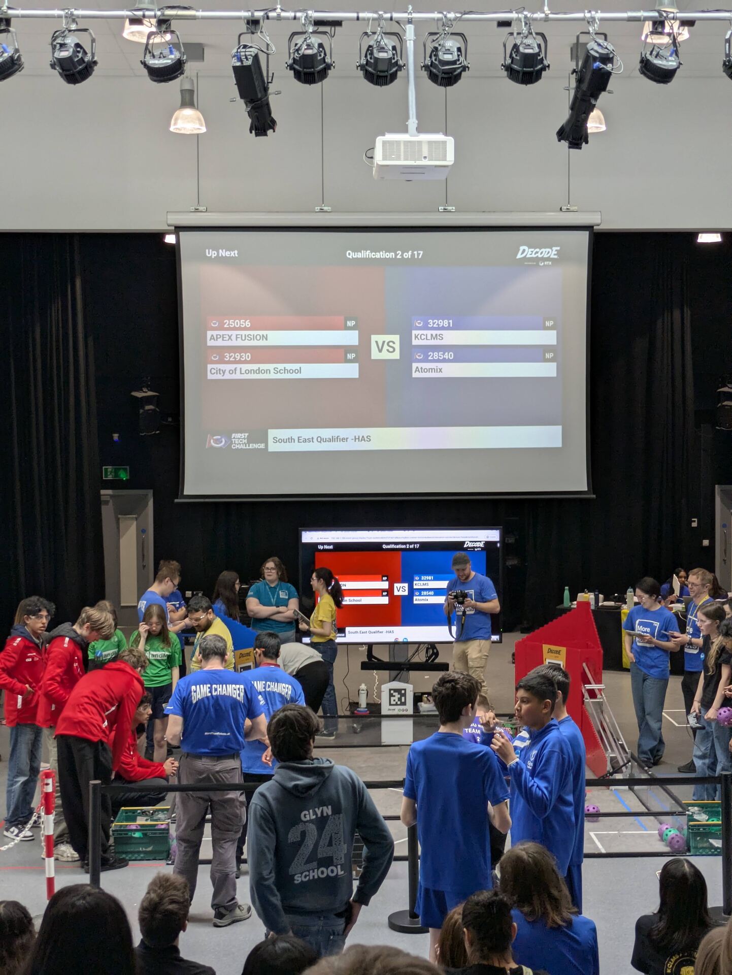 KCLMS Volcanix robot during a First Tech Challenge match