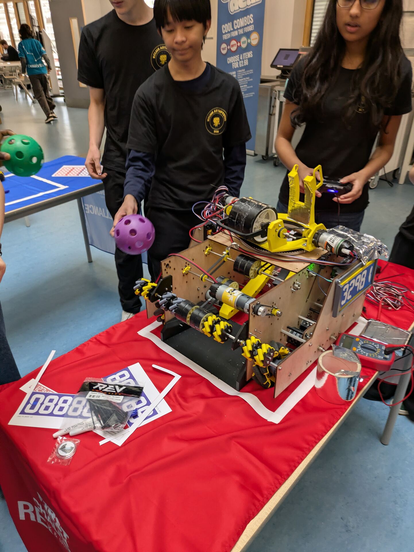 Close-up of the KCLMS Volcanix competition robot
